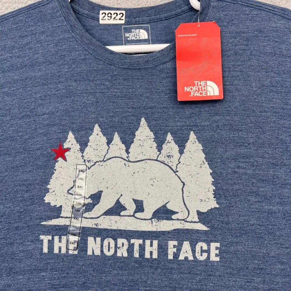 The North Face Mens Cali Bear Tri-Blend T-Shirt XXL Shady Blue Heather Slim Fit